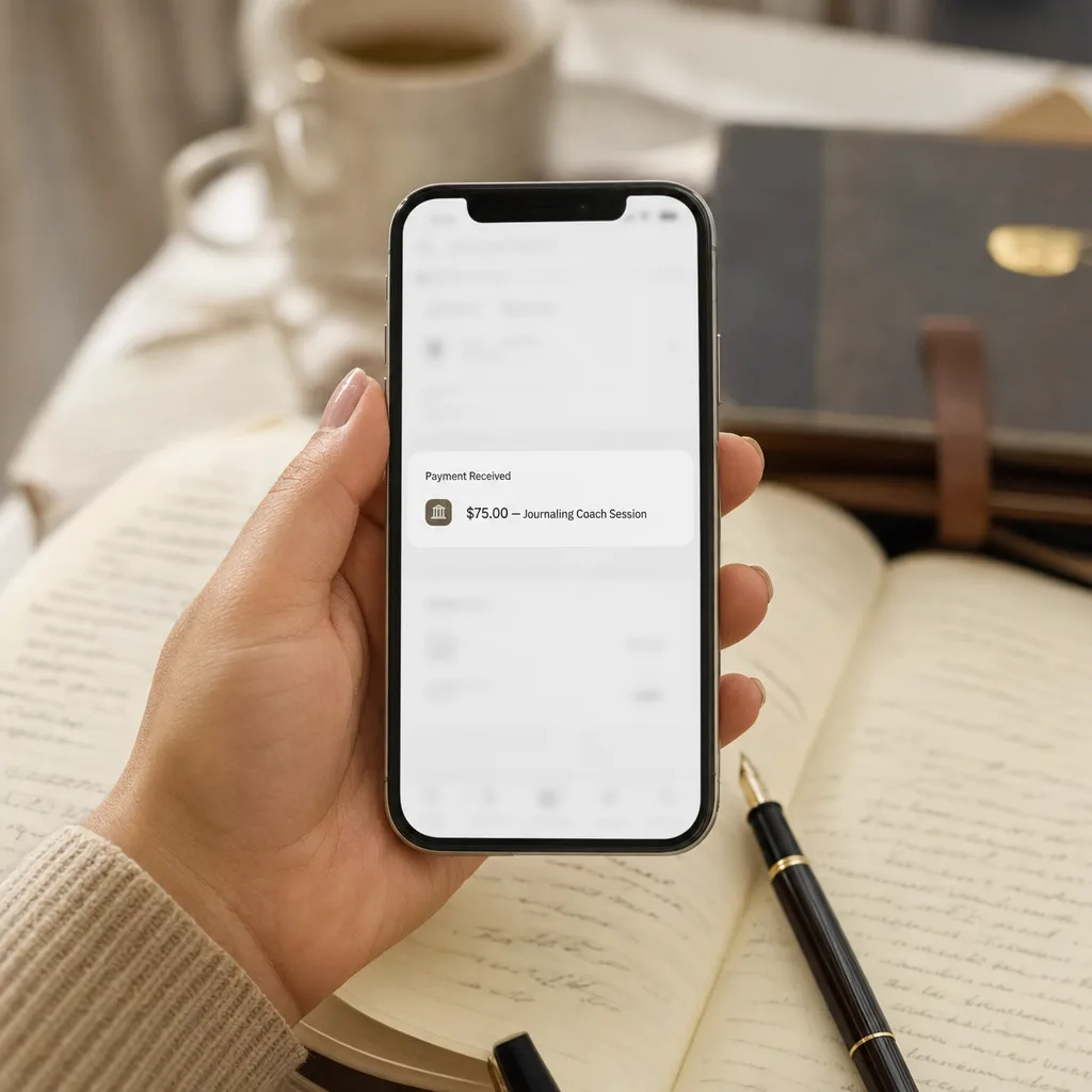 Your first paid session: payment received on the reader's phone